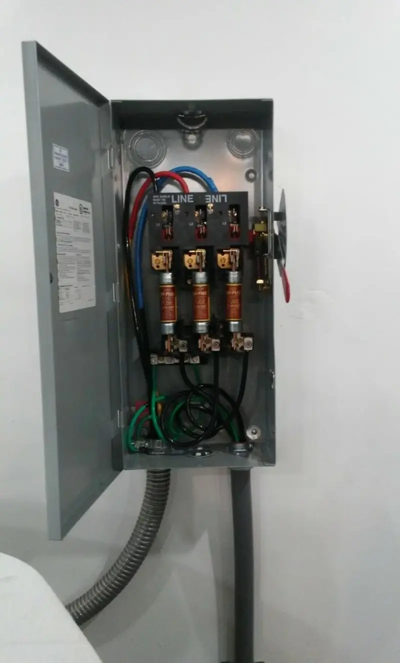 Three-phase disconnect switch installed for Smoke Detector Installation in Pikesville